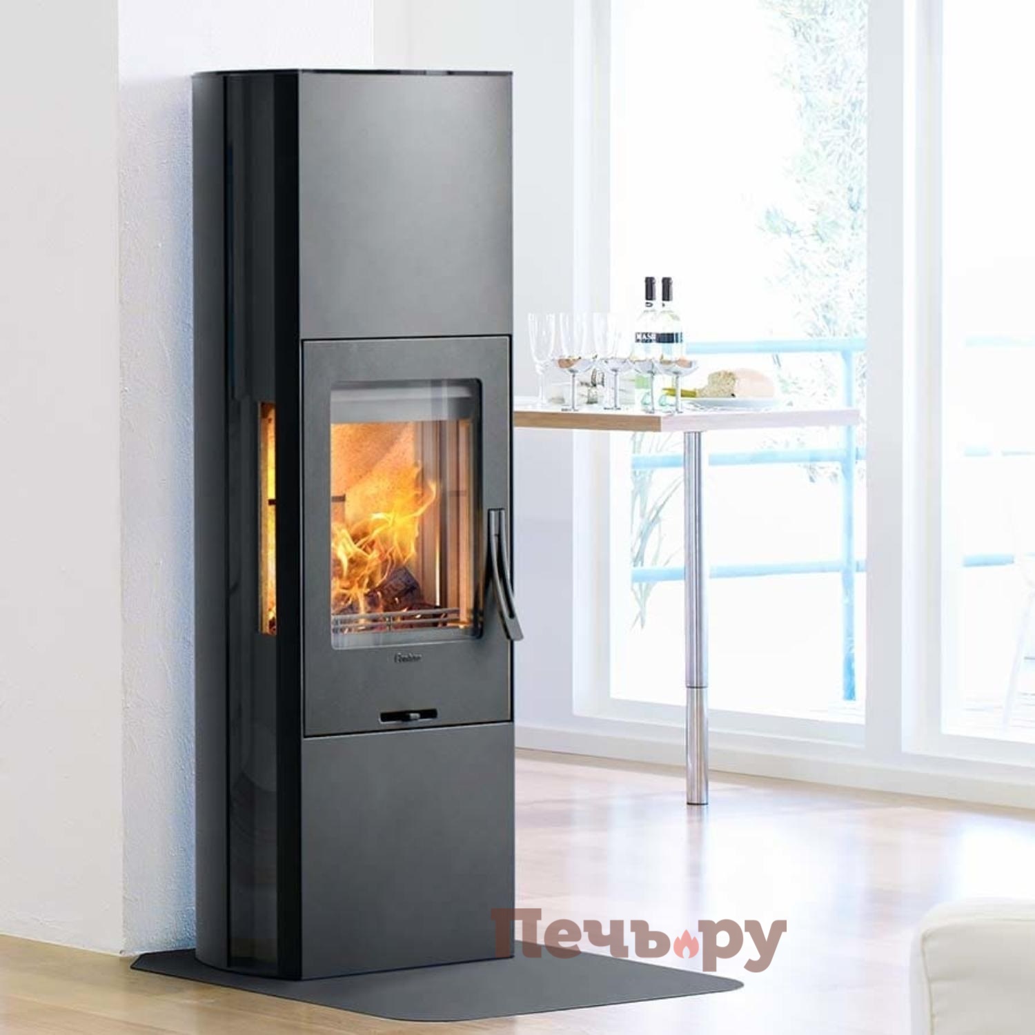 Печь камин Contura 35 высокая, дверка чугун видео