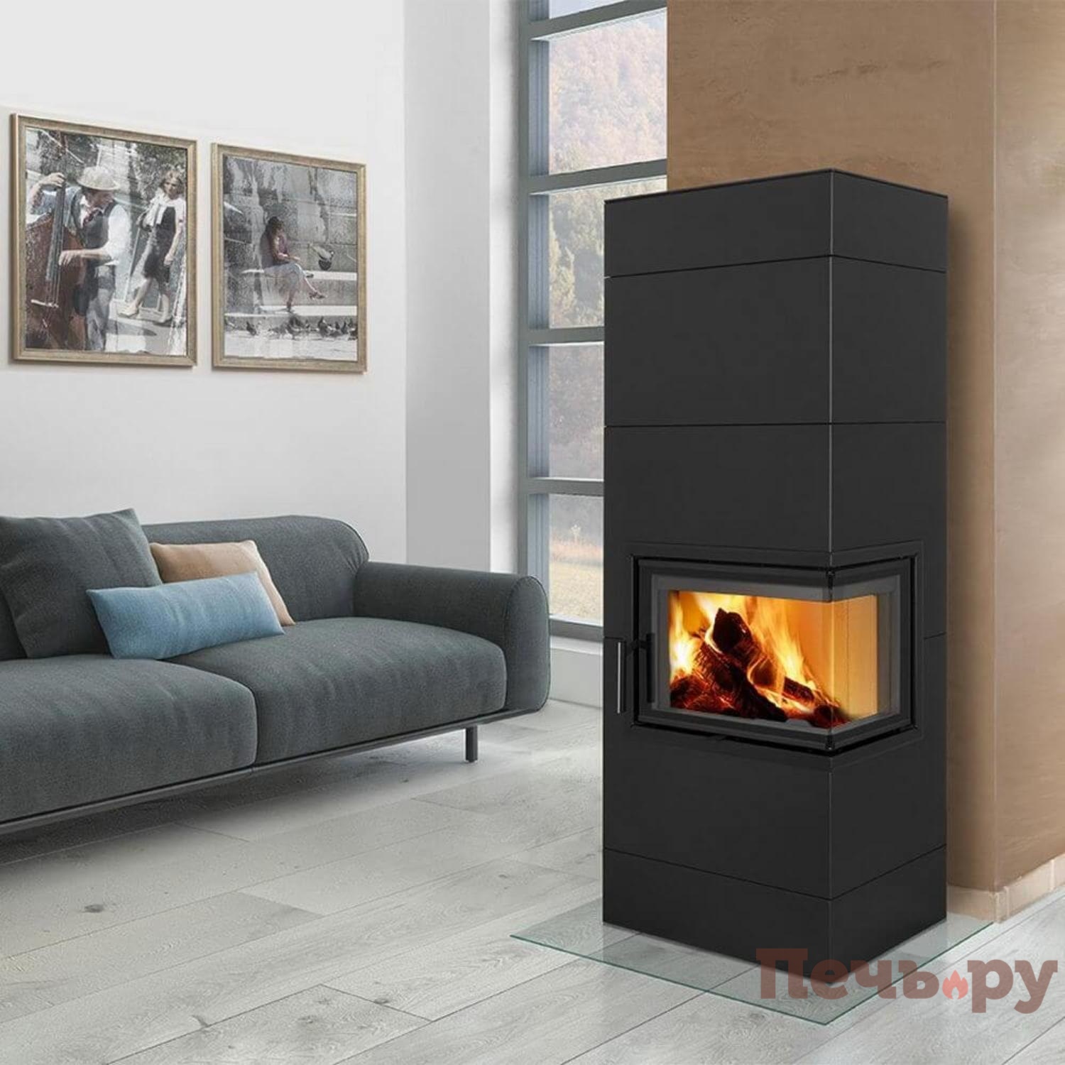 Готовый камин Romotop Variant R/L Akum метал видео