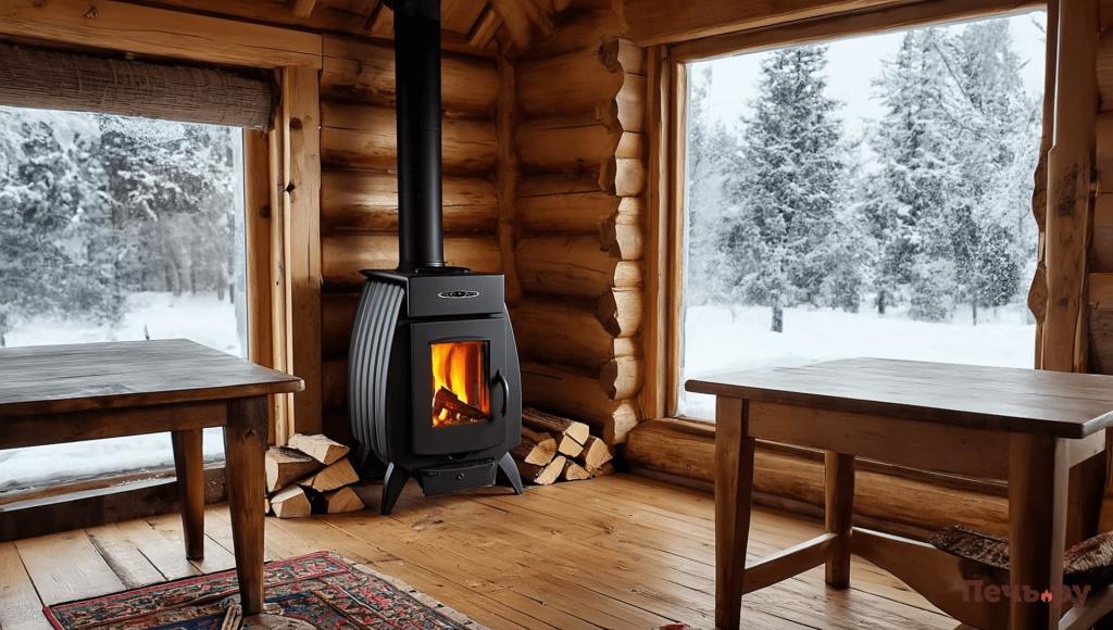 Загородный дом Gen4 печь стоит в уютном дачном домике, рядом дрова,обеденный стол,ковер и окно на улице зи 39353428 (1).jpg