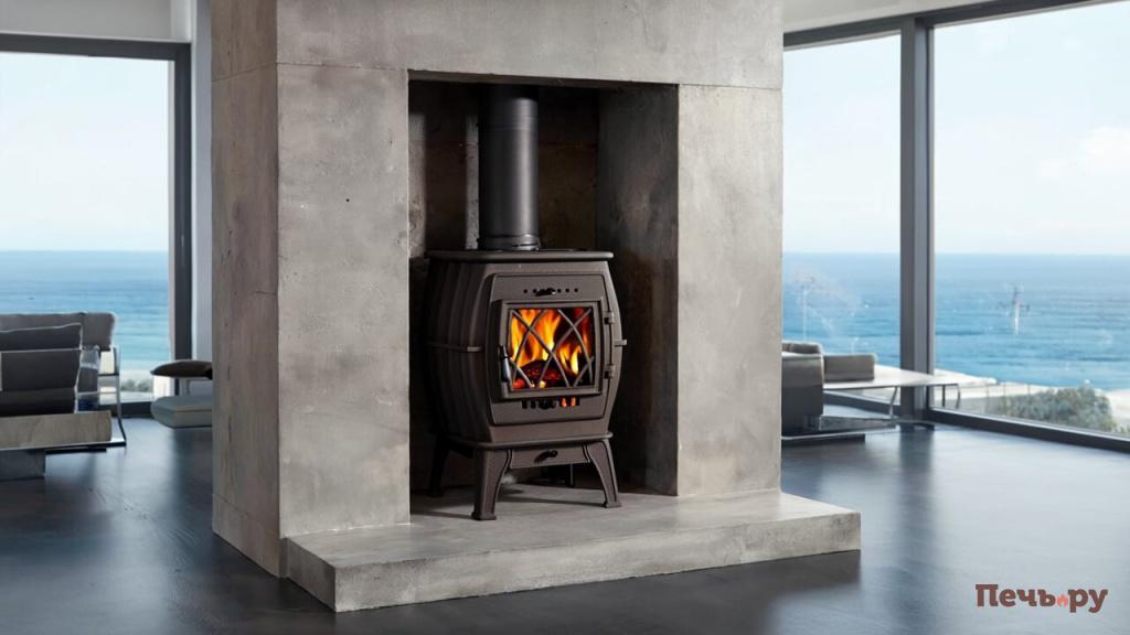 Прометалл Бахта Gen4 печь встроена в нишу в стене в комнате с большими окнами и видом на море 1742292894 (1).jpg